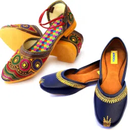 Combo of Punjabi jutti and Multicolor sandal Jutis For Women-image-6