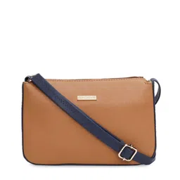 Fastrack Tan Brown & Navy Blue Colourblocked Sling Bag-13