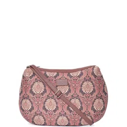 ZOUK Floral Printed Structured Jute Sling Bag-image-40