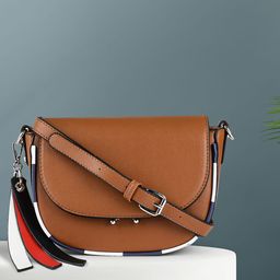 Mast & Harbour Tan Brown Solid Sling Bag-10