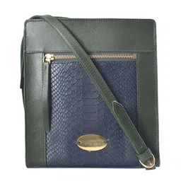 Hidesign Blue & Green Textured Leather Sling Bag-38