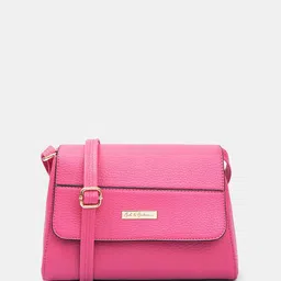 Mast & Harbour Pink Textured Structured Sling Bag-5