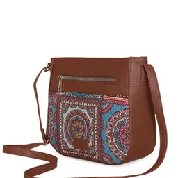 ZOUK Multicoloured Floral Printed Structured Sling Bag image 5