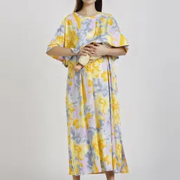 True Shape Women Tie Dye Maxi Maternity Night Gown With Attached Nursing Cover-picture-17