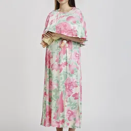 True Shape Women Printed Gown Maxi Maternity Ethnic Dress With Attached Nursing Cape-picture-13