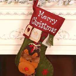 Little Surprise Box LLP Green & Brown Bunting Stocking Deer Christmas Festive Decor-image-24
