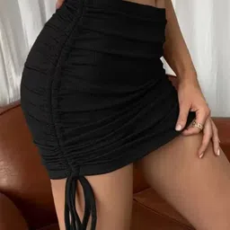 TANDUL Women Mini Skirt With Drawstring Detail-image-47