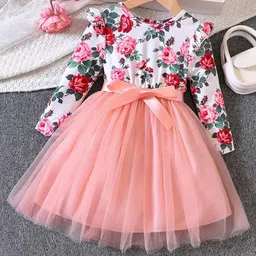 BAESD Girls Floral Printed Belted Fit & Flare Dress-picture-27