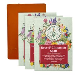 VITMINVEDA Set Of 3 Natural Rose & Cinnamon Herbal Soap Bar - 125g Each-40