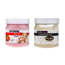 FEELHIGH Face & Body Fruit Scrub with Diamond Skin Purifying Gel - 500ml each-2