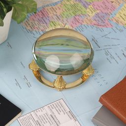 EXIM DECOR Gold-Toned Brass Paper Weight Magnifying Glass-image-95
