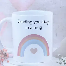 fnp White & Blue Typography Printed Ceramic Glossy Mug 325ml-32