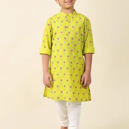 Fabindia Boys Ethnic Motifs Printed Mandarin Collar Cotton Kurta-picture-38