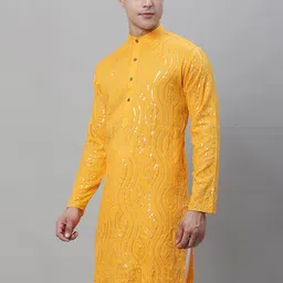 SOJANYA Ethnic Motifs Embroidered Sequinned Pure Cotton Kurta-picture-56