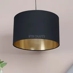 BTR CRAFTS Black & Gold Toned Cylindrical Ceiling Lamp-image-42