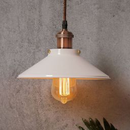 Homesake White Solid Handcrafted Cone Hanging Light with Antique Copper Holder-image-82