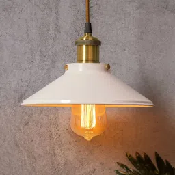 Homesake White Solid Handcrafted Cone Hanging Light with Antique Holder-14