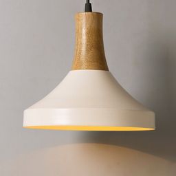 Homesake White Solid Handcrafted Parker Metal and Wood Hanging Light-28