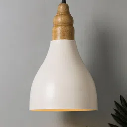 Homesake White Solid Handcrafted Croft Metal and Wood Hanging Light-image-15