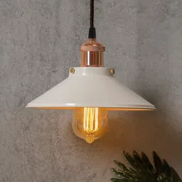 Homesake White & Rose Gold Solid Handcrafted Cone Hanging Light-image-4