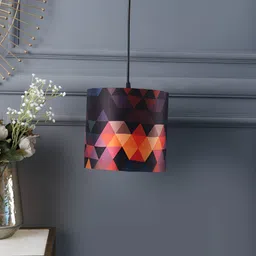 BTR CRAFTS Black & Peach Floral Printed Cylindrical shaped Contemporary Ceiling Lamp-image-41