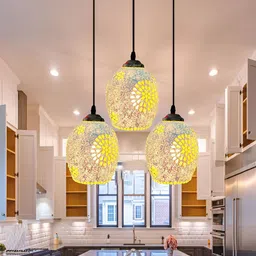Lyse Decor White & Yellow Textured Hanging Lights Ceiling Lamp-35