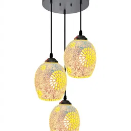 BrightLyt White & Yellow Textured Glass Ceiling Lamp-10