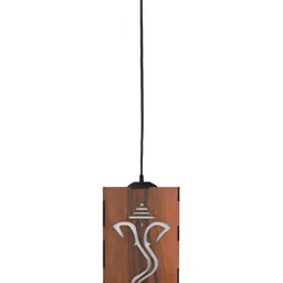 Gojeeva Brown Traditional Wooden Rectangular Ceiling Lamp 10 Watts image 2
