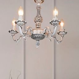 Fos Lighting White and SilverToned Traditional Swan Chandelier in Antique Ceiling Lamps-image-2