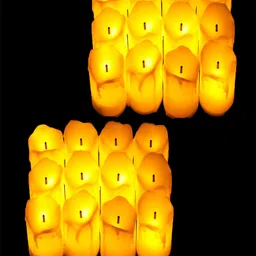 Kuber Industries 12Pcs White & Yellow Led Candle Table Lamp-14