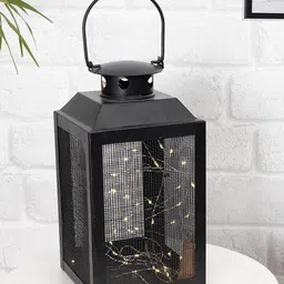 Homesake Black Iron Lantern & Candle Tealight String Lights-55
