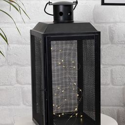 Homesake Black Waterproof Iron Lantern & Candlw Tealight String Lights-35