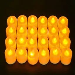 Kuber Industries 24Pcs Yellow Led Candle Table Lamp-37