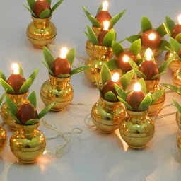 Archies Yellow & Green Glass Decorative Kalash String Lights-24