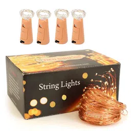 TIED RIBBONS Set Of 4 Copper Cork Gold String Lights-46