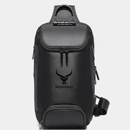 REDHORNS Unisex Brand Logo Canvas Backpack with USB Charging Port-1