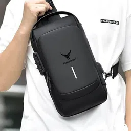 REDHORNS Unisex Brand Logo Crossbody Backpack With USB Charging Port-42