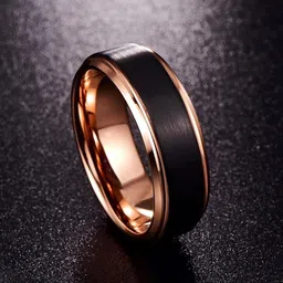Yellow Chimes Men Black Platinum Plated Titanium Steel Never Fading Ring-image-69