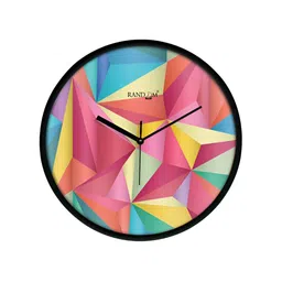RANDOM Black & Pink Printed Contemporary Round Wall Clock-12