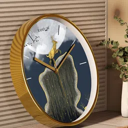 RANDOM Gold Toned & White Printed Contemporary Round Wall Clock-picture-8