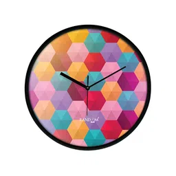 RANDOM Black & Pink Printed Contemporary Round Wall Clock-14
