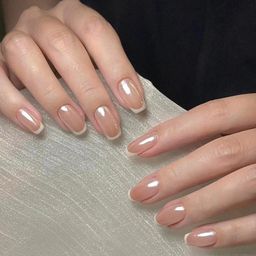 Nakhi 24 Reusable Artificial Fake Nail Set | Base Peach colour with Flat White Tip With Squoval Design Glossy Nails | Lightweight & Long Lasting | Quick Fix For Festivals & Special Occasions image 1