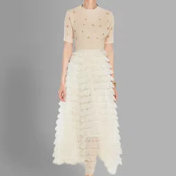 JC Collection Women Beige & White Printed Top with Skirt-picture-35