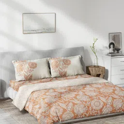 DDecor Brown & Beige 4 Pieces Printed Cotton Double Queen Bedding Set-32