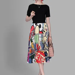 JC Collection Women Black & Blue Printed Co-ords Set-picture-12