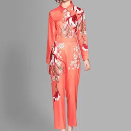 JC Collection Women Red & White Printed Top with Trousers-picture-0
