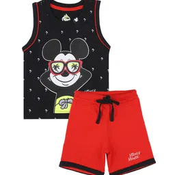 Bodycare Kids Boys Pure Cotton Black & Red Mickey Mouse Printed T-shirt with Shorts-picture-25
