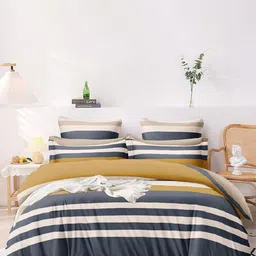 Laying Style Yellow 4 Pieces Double King Sized Cotton Bedding Set-image-28