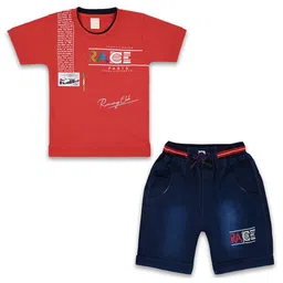 Wish Karo Boys Printed Cotton T-shirt with Shorts-image-89
