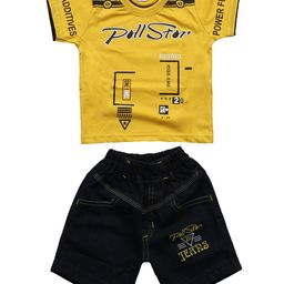 BAESD Boys Printed Pure Cotton Round Neck T-Shirt With Denim Shorts-image-99